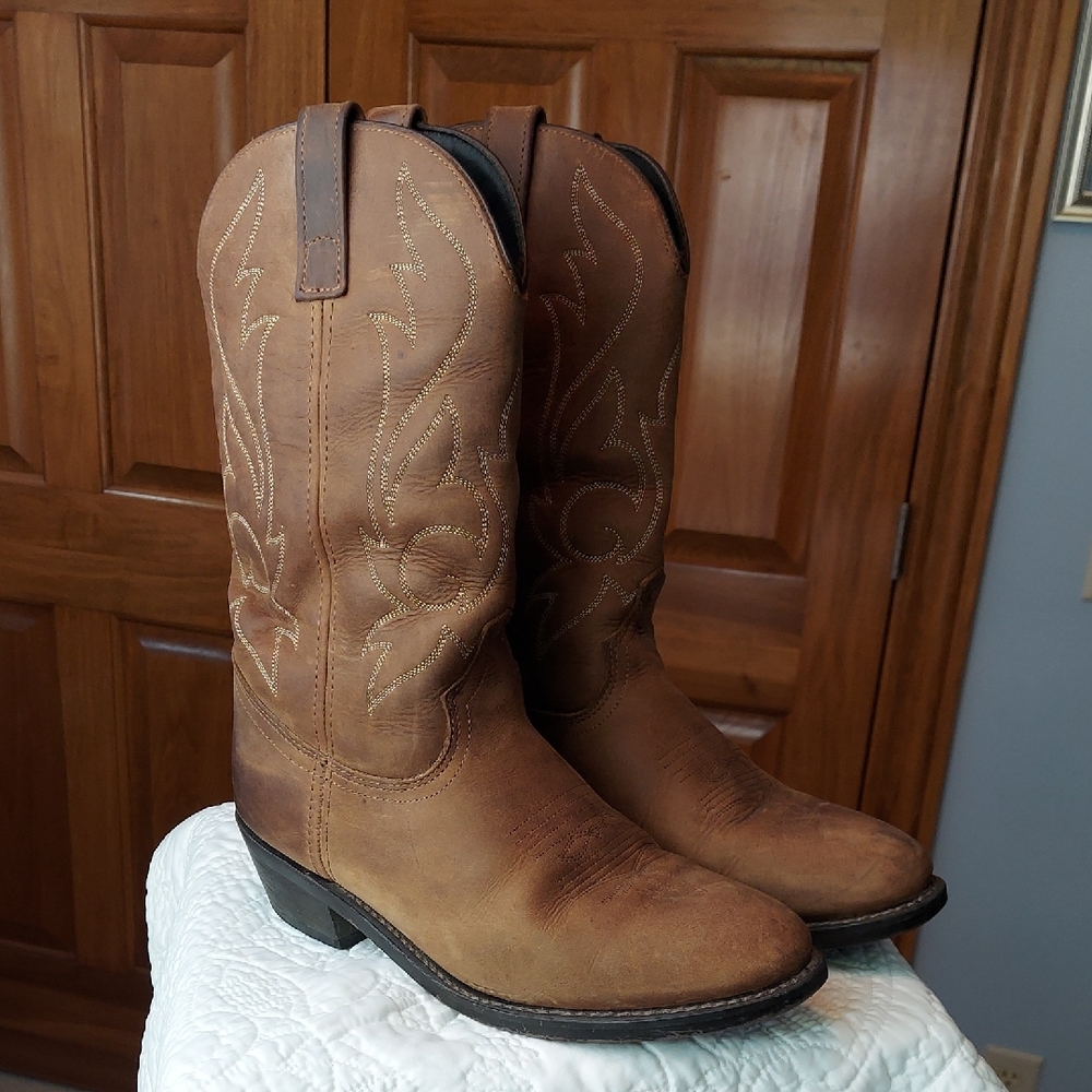 Masterson Boot Co Men's Western Cowboy Leather Boots, in Tan 9.5 Extra Wide, EUC